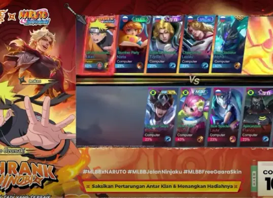 Tampilan hero MLBB mengenakan kostum Naruto Uzumaki dalam kolaborasi resmi MLBB x Naruto yang berlangsung hingga 15 Juni 2025. (Sumber: Dok/MLBB)