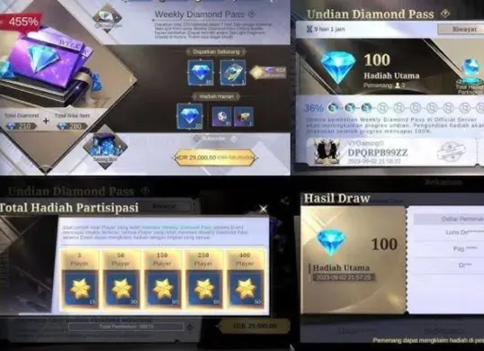 Jumlah diamond dalam Weekly Diamond Pass (WDP) kunci jawaban MLBB x Naruto kuis Akademi Ninja. (Sumber: Istimewa)
