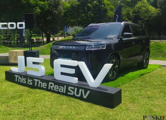 Mobil listrik Jaecoo J5 EV menjadi mobil terlaris pada Maret 2026. (Sumber: Poskota/Erwan Hartawan)