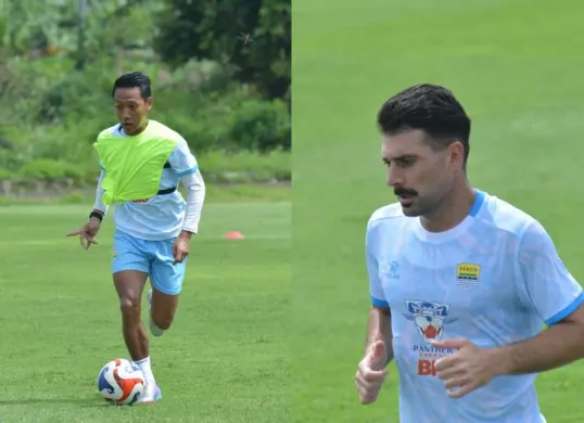 Potret pemain Persib Bandung, Beckham Putra Nugraha (kiri) dan Frans Putros (kanan). (Sumber: Persib)