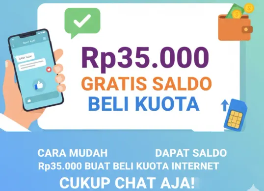 Ilustrasi cara klaim saldo Rp35.000 gratis guna membeli paket kuota internet. (Sumber: Dok/Gemini AI)