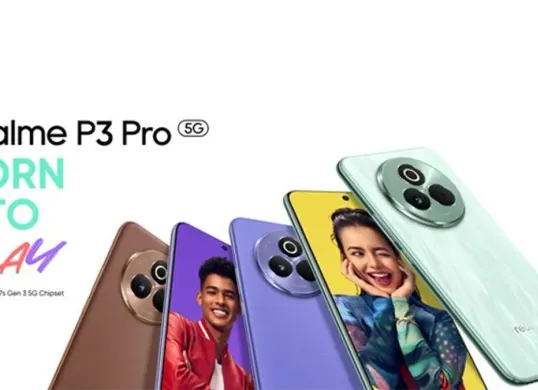 Tampilan Realme P3 Lite 4G dengan desain tipis dan baterai besar 6300mAh. (Sumber: Pinterest)