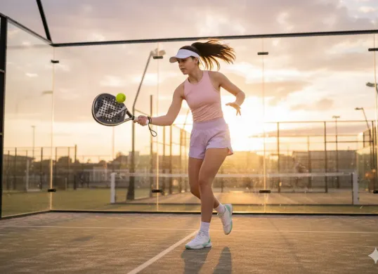 Hasil edit prompt Gemini AI foto wanita sporty sambil olahraga padel. (Sumber: Freepik/user18526052)