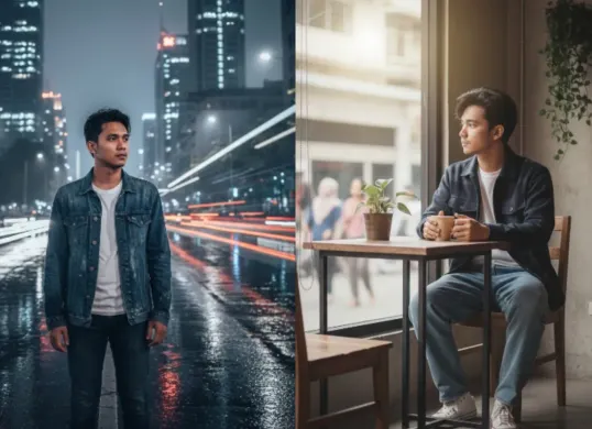 Hasil edit foto pakai prompt Gemini AI dengan tema gaya anak skena. (Sumber: Gemini AI)