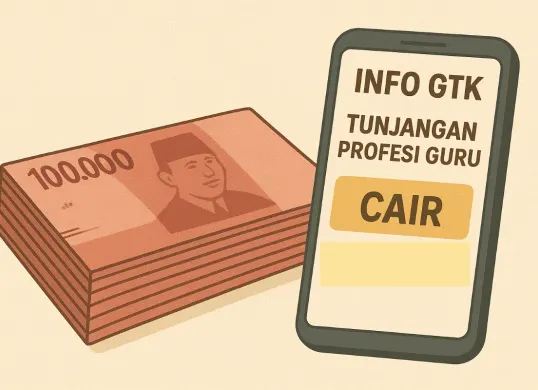 Ilustrasi pencairan TPG dan status bisa dicek melalui Info GTK. (Sumber: AI Generated)