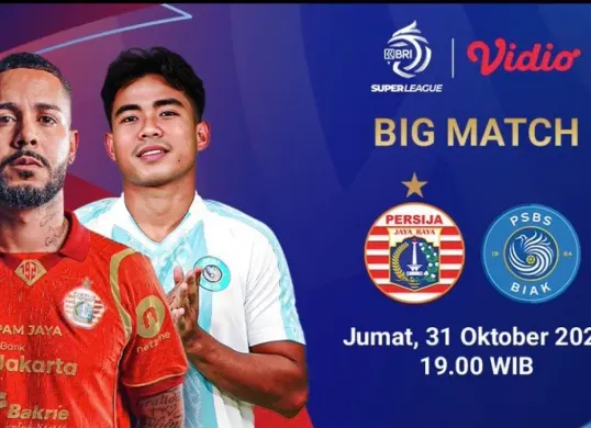 Tonton live streaming Persija Jakarta vs PSBS Biak di pekan ke-11 BRI Super League. 
(Sumber: Vidio.com)