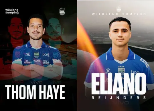 Potret pemain baru Persib Bandung, Thom Haye (kiri) dan Eliano Reijnders (kanan) yang kini sangat dinantikan debutnya. (Sumber: Persib)