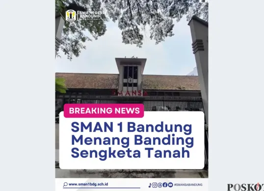 Pemdaprov Jabar Menang Banding Sengketa Lahan SMAN 1 Bandung Setelah Proses 3 Bulan Lamanya (Sumber: Instagram/smansabandung)