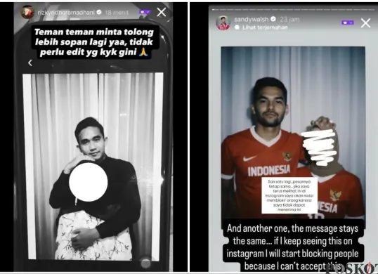 Rizky Ridho, Justin Hubner dan Sandy Walsh geram (Sumber: Instagram/tante.rempong.official/Edited Poskota)