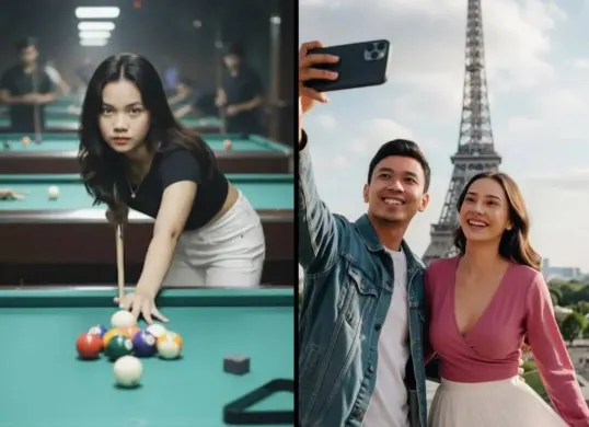 Tren edit foto AI bergaya sedang main billiard. (Sumber: TikTok)
