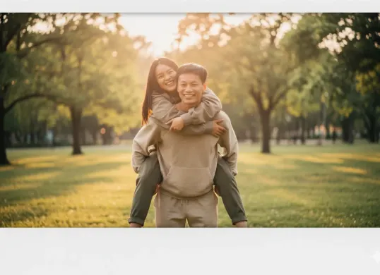 Hasil edit prompt Gemini AI foto polaroid pasangan sambil berpelukan. (Sumber: Freepik)