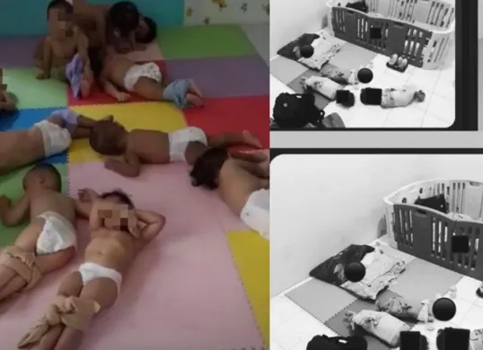 Viral kasus daycare Jogja, anak diduga diikat dan mengalami kekerasan. Polisi tetapkan 13 tersangka. (Sumber: X/@G3nX_files)