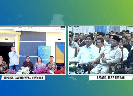 Nasabah BNI berbincang dengan Presiden Prabowo Subianto tentang mimpinya memiliki rumah akhirnya terwujud. (Sumber: Dok. BNI)
