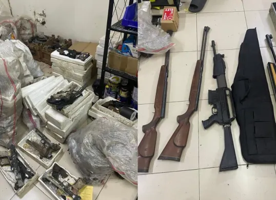 Ratusan senjata api dan airsoft gun ditemukan di sebuah ruangan Sekolah Sekolah Swasta di Pondok Pinang, Jakarta Selatan. (Sumber: Dok. Istimewa)
