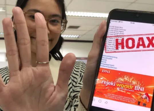 Informasi undian berhadiah yang mengatasnamakan BNI dalam program Rejeki Wondr yang dipastikan hoaks. (Sumber: BNI)