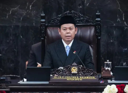 Ketua DPD RI Sultan B Najamuddin, dalam Sidang Tahunan MPR RI dan Sidang Bersama MPR-DPR-DPD 2026, Jumat (14/8/2026). (Sumber: Istimewa)