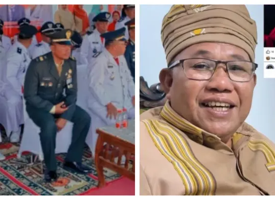 Camat Mawasangka, Kabupaten Buton Tengah (Buteng), Sulawesi Tenggara (Sultra), Imaduddin, viral usai penggunaan karpet bermotif masjid dalam pelaksanaan upacara HUT ke-81 RI. (Sumber: Instagram/@infobuton_)