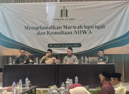 Halaqah Jam’iyyah Nahdlatul Ulama yang digelar Forum Ulama Nahdliyyin (FUN) menjelang Muktamar ke-35 NU di Jakarta, Jumat (21/8/2026), menyerukan penolakan politik uang dan suap dalam proses AHWA. (Sumber: Istimewa)