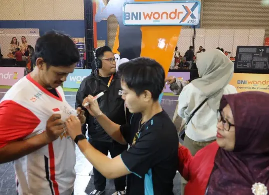 Meet and Greet menghadirkan tiga nama besar bulu tangkis nasional dalam rangkaian acara BNI wondrX 2026 di ICE BSD, Kabupaten Tangerang, Sabtu, 22 Agustus 2026. (Sumber: Dok. BNI)