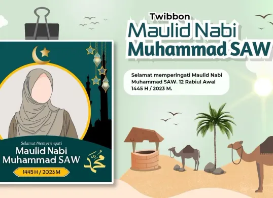 Ilustrasi twibbon Maulid Nabi Muhammad SAW 1448 H yang dapat digunakan untuk menyemarakkan peringatan 25 Agustus 2026. (Sumber: Youtube)