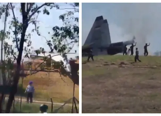 Tangkapan layar Pesawat tempur Sukhoi Su-30 MK2 milik TNI Angkatan Udara mengalami insiden di Bandara Sultan Hasanuddin, Makassar, Sulawesi Selatan, pada Senin, 24 Agustus 2026. (Sumber: X/@luckylucky0971)