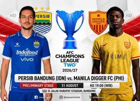 Pertandingan Persib vs Manila Digger dijadwalkan berlangsung di Stadion Si Jalak Harupat, Kabupaten Bandung, dengan kick-off pukul 19.00 WIB. (Sumber: X/@theaseanball)