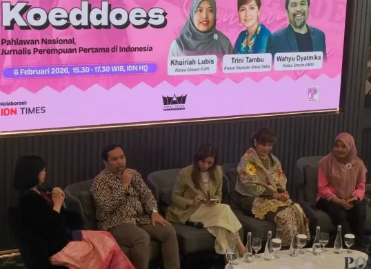 Kegiatan diskusi 3 Wajah Roehana Koeddoes, di Gedung IDN HQ, Kuningan, Jakarta Selatan, Jumat, 6 Februari 2026. (Sumber: Poskota/Ali Mansur)