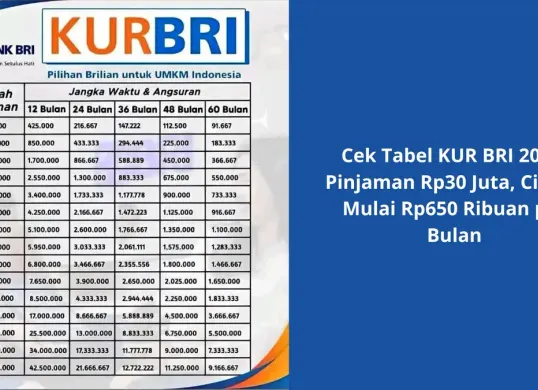 Tabel Angsuran KUR BRI 2026 untuk Pinjaman Rp30 Juta (Sumber: Poskota/Yusuf Sidiq)