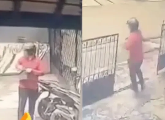 Rekaman CCTV aksi percobaan curanmor di Jagakarsa, Jakarta Selatan. (Sumber: tangkapan layar)