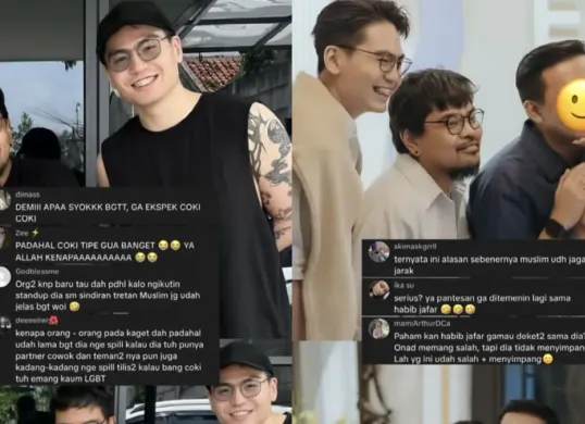 Unggahan Threads yang memicu dugaan publik terkait orientasi seksual Coki Pardede. (Sumber: Threads/@uptodatenetizen)