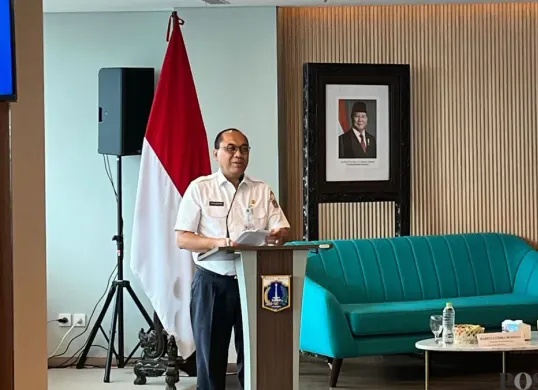 Sekretaris Daerah DKI Jakarta, Uus Kuswanto di kegiatan Balkoters Talk di Balai Kota DKI Jakarta, Rabu, 11 Februari 2026. (Sumber: Poskota/M Tegar Jihad)