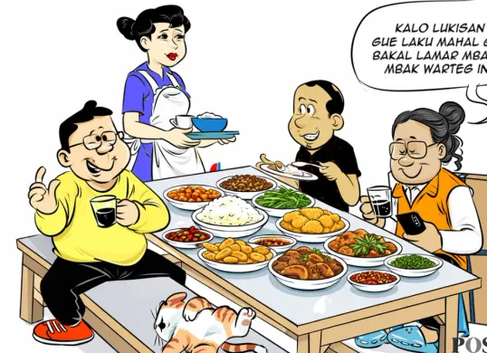 Ilustrasi obrolan warteg tentang lukisan “Kuda Api “ Pak SBY. (Sumber: Poskota/Arif Setiadi)