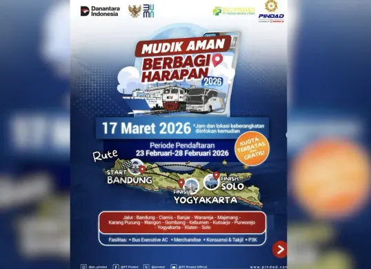 Jadwal program Mudik Gratis 2026 yang diselenggarakan PT Pindad di Bandung. (Sumber: Instagram/@pt__pindad)