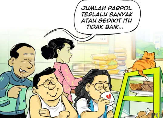 Ilustrasi obrolan warteg edisi Kamis, 26 Februari 2026. (Sumber: Poskota/Arif Setiadi)