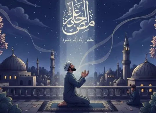 Ilustrasi. Lailatul Qadar Ramadhan 1447 H diperkirakan terjadi pada Sabtu malam 14 Maret 2026 atau malam ke-25 Ramadhan. (Sumber: Poskota/AI Generated)