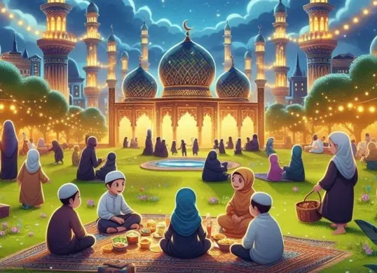 Ilustrasi tradisi unik saat Ramadhan. (Sumber: Gemini AI)
