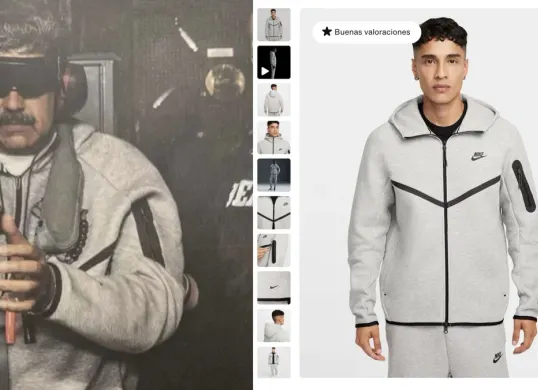 Presiden Venezuela Nicolas Maduro mengenakan tracksuit abu-abu saat dibawa menuju New York City, memicu viralitas global dan perdebatan simbolik. (Sumber: Dok/@truthsocial, @nike)