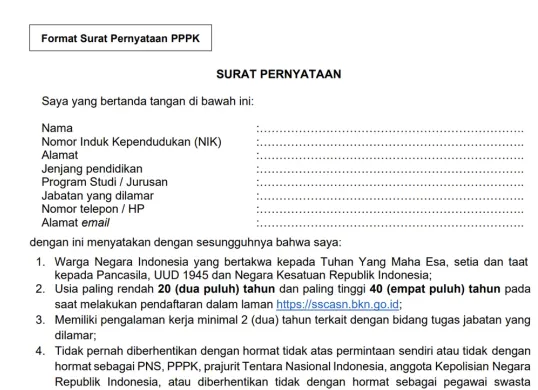 Ilustrasi pelamar PPPK menyiapkan dokumen Surat Pernyataan 16 Poin sebagai syarat administrasi seleksi Kemenkumham 2026. (Sumber: Dok/Kemenham.go.id)