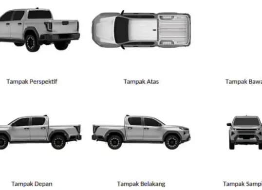 Desain Toyota Hilux generasi terbaru terdaftar di DJKI Indonesia awal 2026. (Sumber: DJKI)