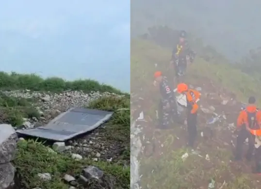 Tim SAR Gabungan menemukan bagian badan dan ekor di kawasan lereng Gunung Bulusaraung, wilayah perbatasan Kabupaten Maros dan Pangkep, Sulawesi Selatan, pada Minggu, 18 Januari 2026. (Sumber: SAR)