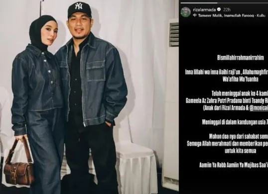 Vokalis band Armada, Rizal Armada, mengumumkan kepergian calon buah hati keempatnya yang meninggal dalam kandungan. (Sumber: Instagram/@rizalarmada)