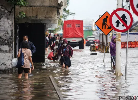 Lokasi banjir Jakarta hari ini. (Sumber: Poskota/Bilal Nugraha Ginanjar)