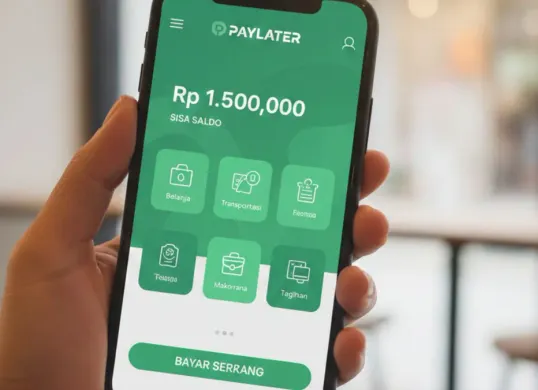 Ilustrasi penggunaan PayLater dan risiko keamanan akun digital di tengah maraknya penipuan pinjaman online. (Sumber: Gemini AI)