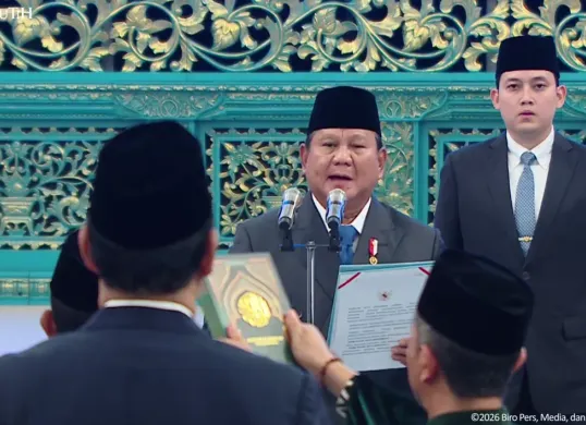 Presiden Prabowo Subianto saat pelantikan Dewan Energi Nasional di Istana Kepresidenan Jakarta, Rabu, 28 Januari 2026. (Sumber: Youtube/@sekretariat presiden)
