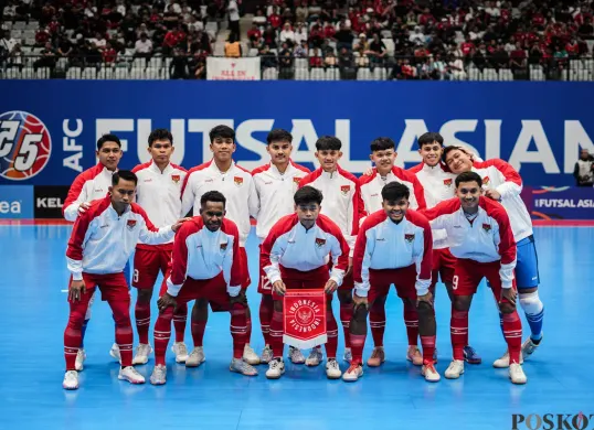 Para pemain Timnas Futsal Indonesia saat melawan Korea Selatan. (Sumber: Poskota/Bilal Nugraha Ginanjar)