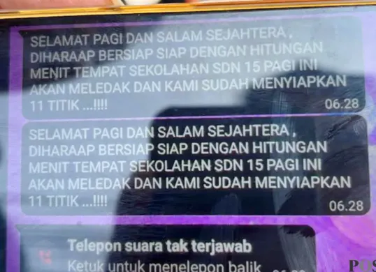 Ini isi pesan yang diterima guru dari peneror bom di SDN Srengseng Sawah 15. (Sumber: Poskota/Ali Mansur)