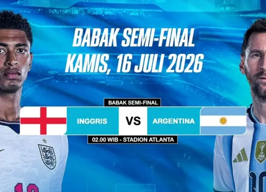 Link live streaming Inggris vs Argentina di semifinal Piala Dunia 2026 hari ini, Kamis, 16 Juli 2026. (Sumber: Instagram/@folaplay_apps)