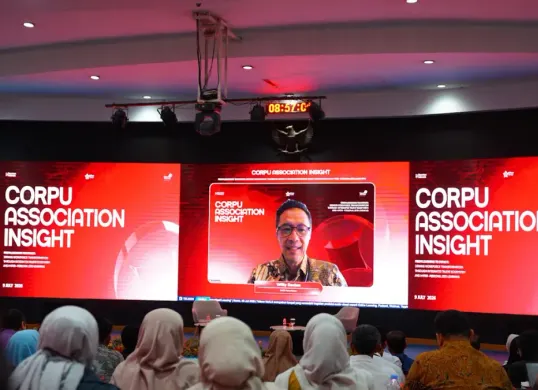 Direktur Human Capital Management Telkom Willy Saelan menyampaikan keynote speech secara daring pada forum CorpU Association Insight di Telkom Corporate University, Bandung, Kamis, 9 Juli 2026. (Sumber: Istimewa)