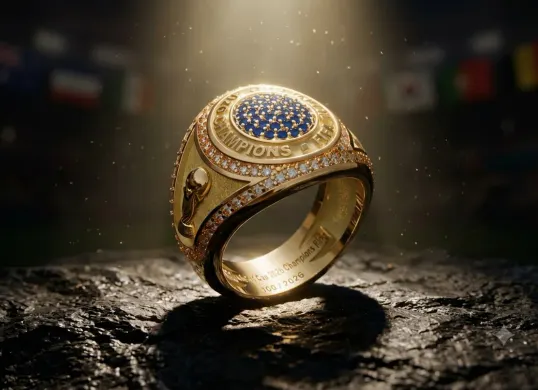 Harga cincin juara Piala Dunia 2026 yang diterima Spanyol. (Sumber: X/@bolabol77)