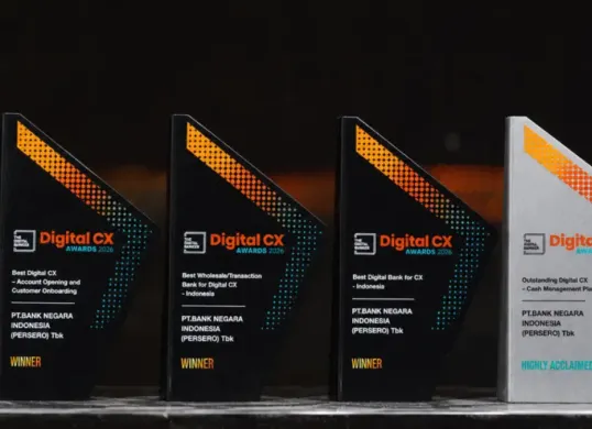 Enam penghargaan dalam ajang Digital CX Awards 2026 yang berhasil diraih BNI. (Sumber: Istimewa)